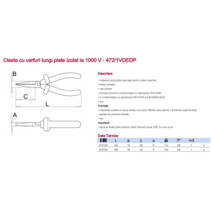 472/1VDEDP Cleste/Patent izolat la 1000 V cu varfuri plate, Unior - Img 2