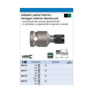 Adaptor COBIT patrat interior - hexagon interior QuickLock - Img 2