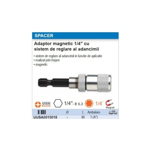 Adaptor magnetic 1/4" USH cu sistem de reglare al adancimii - Img 2
