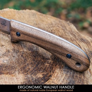 BSH2 Glacier Cutit bushcraft din otel carbon cu maner de nuc si teaca piele, BeaverCraft - Img 6