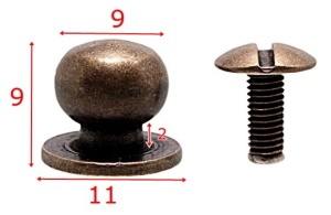 Buton din alama antichizata pentru pielarie, 10 mm