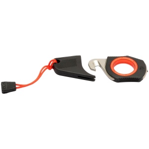 Cutit de salvare SOG Rapid Rescue Black + Red, cutter pentru centuri cu spargator de geam si teaca Quick-Deploy