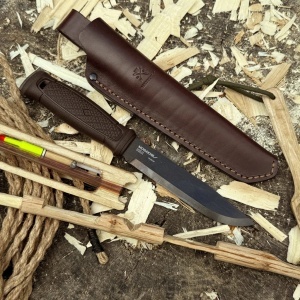Cutit Full-Tang Morakniv Garberg GRAND Carbon cu teaca de piele pentru Bushcraft si Outdoor - Img 6
