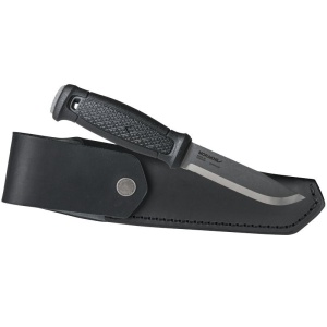 Cutit Full-Tang Morakniv Garberg INOX, Teaca piele si maner Polimer negru, pentru Bushcraft si Outdoor - Img 3