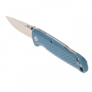 Cutit pliabil SOG Adventurer LB Nordic Blue Satin 13-11-03-43, lama Drop Point CRYO 5Cr15MoV Satin, Lockback, Thumb Stud, maner GRN Nordic Blue, EDC Outdoor - Img 2