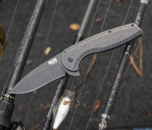 Cutit pliabil SOG Aegis FLK 2.0 Black Drop Point, lama CRYO D2, AT-XR Lock, maner GRN negru - Img 6