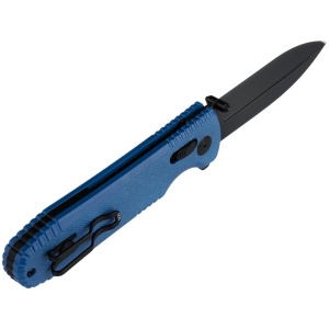 Cutit pliabil SOG Pentagon XR LTE Blue 12-61-06-57, lama Spear Point CTS XHP Blue TiNi, XR Lock, Flipper, maner Carbon Fiber Blue, EDC Tactical