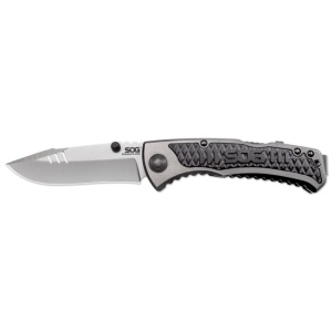 Cutit pliabil SOG Sideswipe SW1011-CP, lama asistata 7Cr15, Lockback, maner aluminiu cu insertii GRN