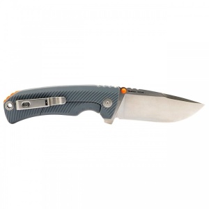 Cutit pliabil SOG Tellus FLK Wolf Gray 14-06-02-43, lama Drop Point CRYO 440 Stonewashed, Frame Lock, deschidere Flipper, maner GRN Wolf Gray, EDC Outdoor - Img 6