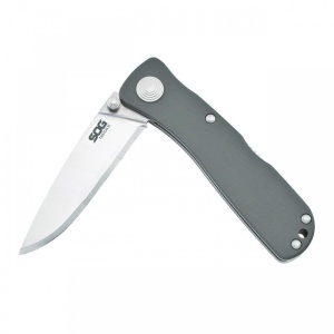 Cutit pliabil SOG Twitch II Satin Aluminum TWI8-CP, lama Drop Point AUS-8 Satin, deschidere asistata S.A.T., Lockback, maner din aluminiu anodizat, EDC Premium - Img 7