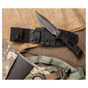 Cutit tactic SOG SEAL Pup Black, otel AUS-8, lama partial zimtata 120 mm - Img 13