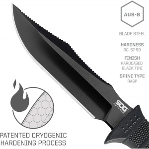 Cutit tactic SOG SEAL Pup Elite Black TiNi Straight Edge, otel AUS-8, lama 123 mm - Img 19