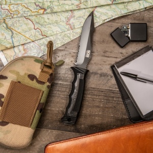 Cutit tactic SOG SEAL Strike Black TiNi, otel AUS-8, lama partial zimtata 125 mm - Img 13