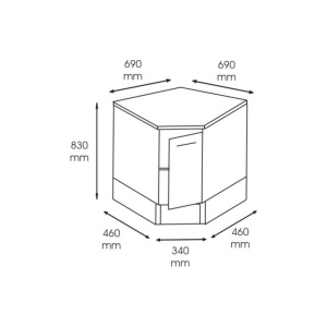 Dulap metalic cabinet medical/stomatologic de colt cu usa si polita , 340x460x690x830 mm - Img 2