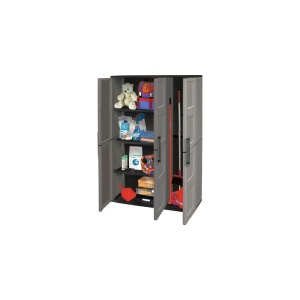 Dulap utilitar plastic 3 uși Free 1020x370x1630 mm, cu 3 polițe și spațiu pentru unelte înalte - Img 3