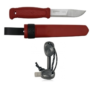 Pachet promo cutit Morakniv Kansbol Dala Red Edition S + amnar Swedish FireSteel, set bushcraft si outdoor