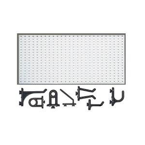 Panou perforat orizontal de 1000x500mm alb cu set de 20 carlige plastic - Img 2