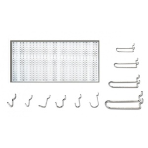 Panou perforat orizontal de 1000x500mm alb cu set de 40 carlige metalice - Img 2