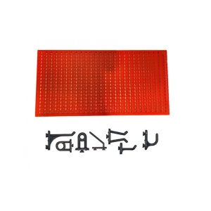 Panou perforat orizontal de 1000x500mm rosu cu set de 20 carlige plastic