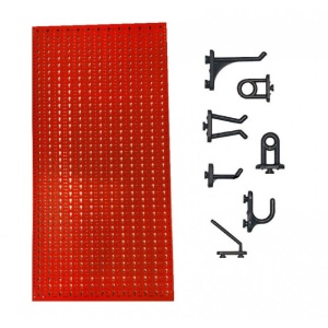 Panou perforat vertical de 500x1000 mm rosu cu set de 20 carlige plastic - Img 2