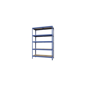 Raft metalic cu 5 polițe din lemn 1200x600x1800 mm max. 250 kg/poliță, montaj rapid cu cleme, albastru