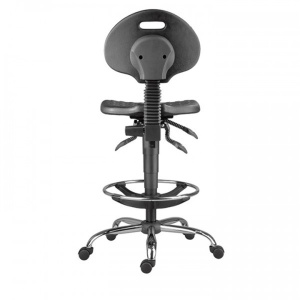 Scaun profesional 1290 PU ASYN cu inaltator si baza cromata - Img 4
