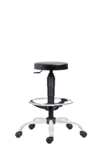 Scaun profesional 1290 Pu Taburet, rotativ, baza cromata - Img 2