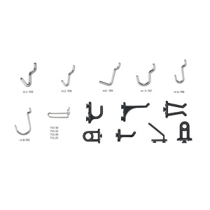 Set 40 carlige metalice/plastic pentru panou perforat de scule