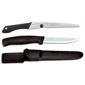 Set Cuțit Companion, negru Si Fierastrau pliabil bushcraft, camping Silky Gomboy 210mm cu 10dinti, 30mm - Img 2