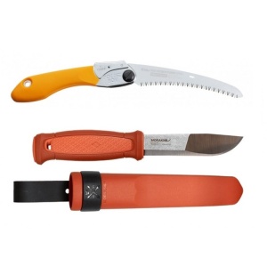 Set Cutit Morakniv Kansbol ORANGE Si Fierastrau pliabil bushcraft, camping Silky Pocketboy curbat 170mm cu 8dinti, 30mm - Img 2