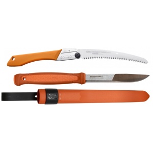 Set Cutit Morakniv Kansbol ORANGE Si Fierastrau pliabil bushcraft, camping Silky Gomboy curbat 240mm cu 8dinti, 30mm - Img 2