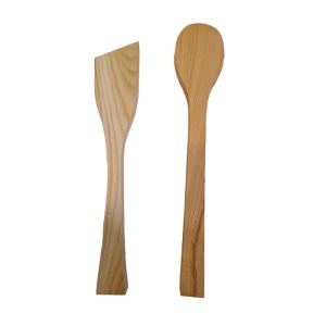 Set lingura subtire si spatula de cioplit din lemn de cires - Img 2
