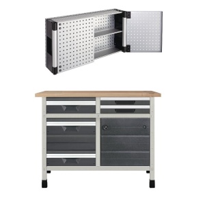 WB 7 Banc de lucru 1130x650x860 mm cu dulap perforat suspendat, Wolfcraft - Img 2