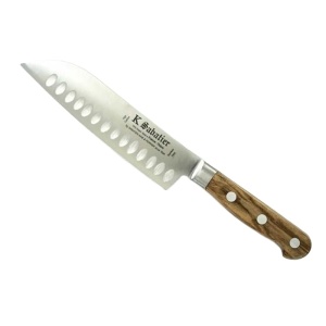 1110SA20AOL Cutit de gatit oriental, olive, lungime 17cm, cu buzunare de aer, maner din lemn de maslin, Sabatier Authentique