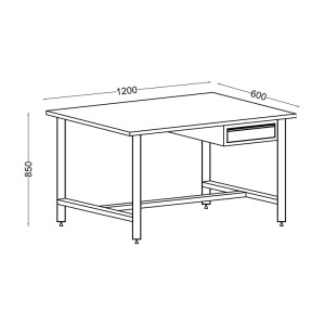 Banc L1200 Caseta 1 sertar, 1200x600x850 mm - Img 2