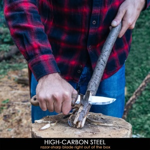 BSH2 Glacier Cutit bushcraft din otel carbon cu maner de nuc si teaca piele, BeaverCraft - Img 16
