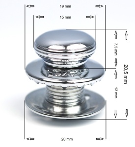 Buton superior XXL nichelat cu surub lung pentru sisteme de fixare LOXX - Img 2