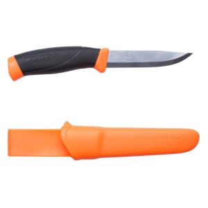 Cutit Morakniv Companion cu lamă din otel inoxidabil 12C27 si teaca portocaliu fluorescent pentru vizibilitate ridicată in teren - Img 2