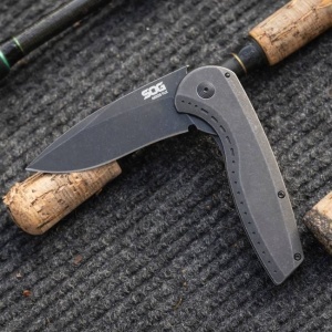 Cutit pliabil SOG Aegis FLK 2.0 Black Drop Point, lama CRYO D2, AT-XR Lock, maner GRN negru - Img 3