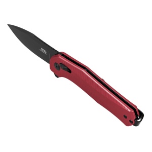 Cutit pliabil SOG Diverge XR Drop Point Dark Red Black 12-02-06-43, lama Drop Point D2 Stonewashed, XR Lock, deschidere Flipper, maner GRN Dark Red & Black, EDC Outdoor