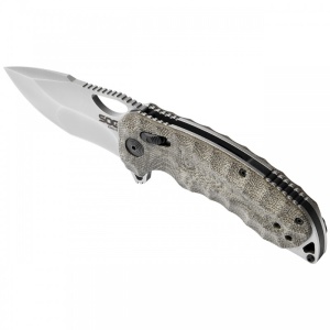 Cutit pliabil SOG Kiku XR Satin, lama CTS XHP, XR Lock, maner Micarta, design Kiku Matsuda - Img 5