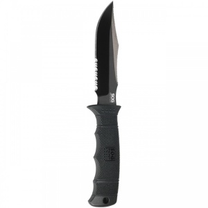 Cutit tactic SOG SEAL Pup Elite Black TiNi, otel AUS-8, lama partial zimtata 123 mm - Img 2