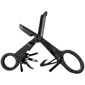 Foarfeca multifunctionala SOG ParaShears Black, 11 functii, Compound Leverage, foarfeca medicala de salvare cu husa nylon