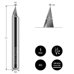 Freza pentru gravura, Datron 0068279, 20 grade, 0.1x3.0mm - Img 3