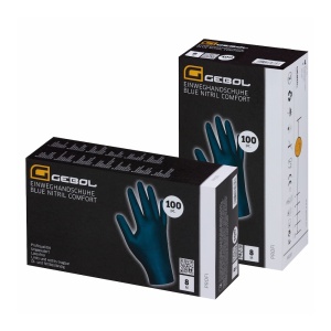 Gebol 709663, Set 100 de manusi de protectie Blue Nitril Comfort, din nitril, calitate superioara, extra subtiri, marimea 9/L - Img 3