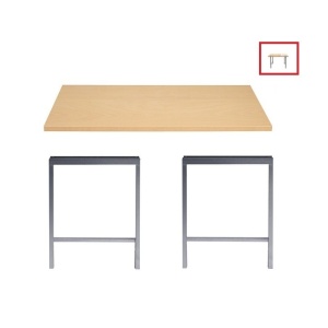 Masă de lucru 1200x600x30 mm, din lemn de fag cu picior metalic dublu - Img 2