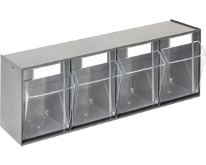Organizator industrial cu 4 recipiente transparente 600 x 207 x 137 mm - Img 1