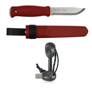 Pachet promotional Cutit Full-Tang Morakniv Garberg Dala Red INOX si Amnar Swedish FireSteel BIO army 2in1, Light My Fire