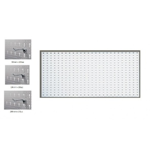 Panou perforat orizontal de 1000x500mm alb cu set de 25 carlige metalice - Img 2