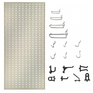 Panou perforat vertical de 500x1000 mm alb cu set de 40 carlige metalice/plastic - Img 2